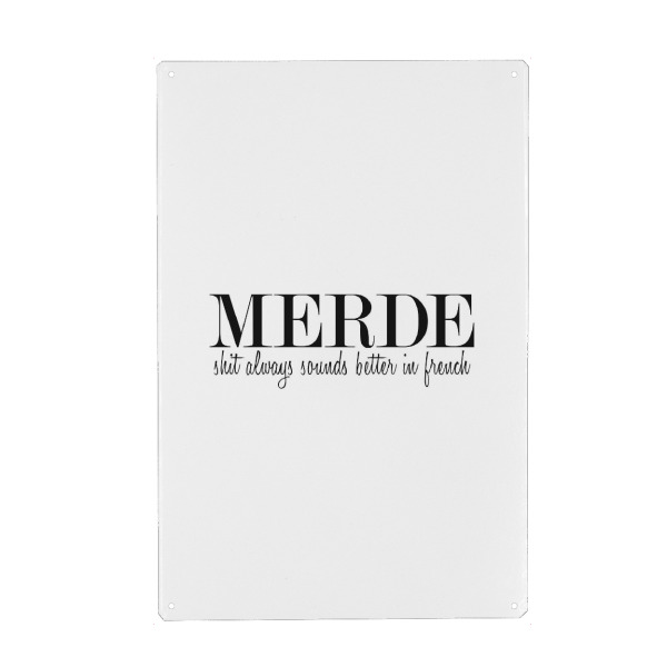 Holzbild "Merde" artboxONE - Typografie,Schwarzweiß