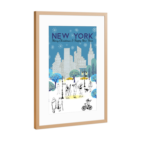 Poster mit Rahmen Kupfer "Xmas in New York" artboxONE - Städte,Städte / New York,Weihnachten - New york,Illustration,Merry christmas,Happy new year,Ny