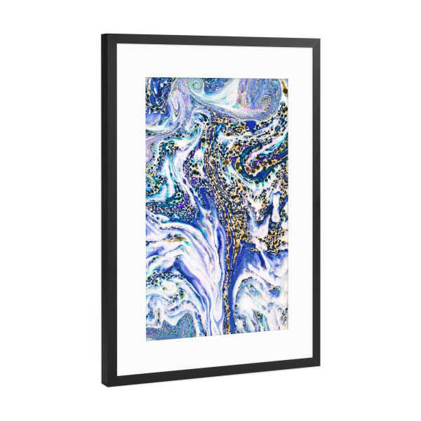 Poster mit Rahmen Schwarz (Metallic) "Blue Acid" artboxONE - Abstrakt,Marmor