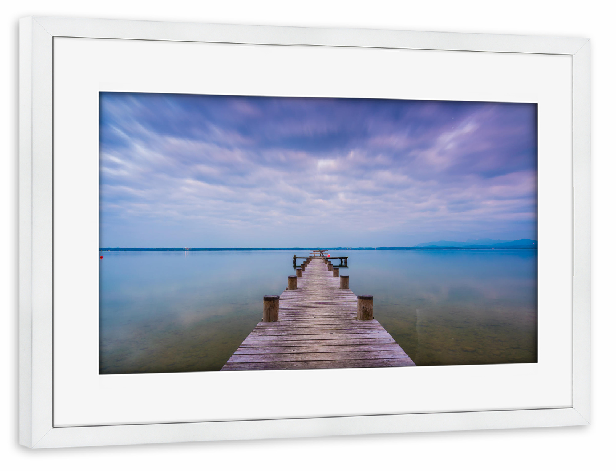 Poster mit Rahmen weiß "Abend am Chiemsee" artboxONE - Natur,Reise