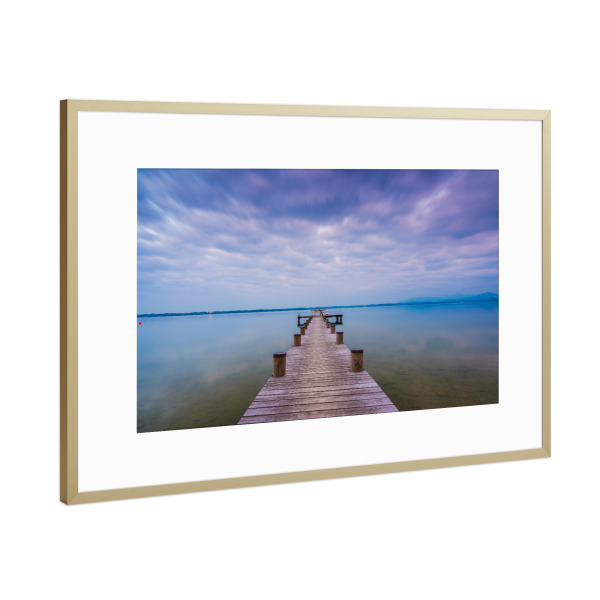 Poster mit Rahmen Gold "Abend am Chiemsee" artboxONE - Natur,Reise