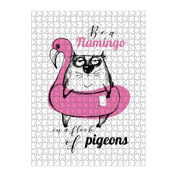 Puzzle Ravensburger "Be a flamingo 3" artboxONE - Typografie,Tiere - Funny,Cat,Illustration,Lettering - Bild funny
