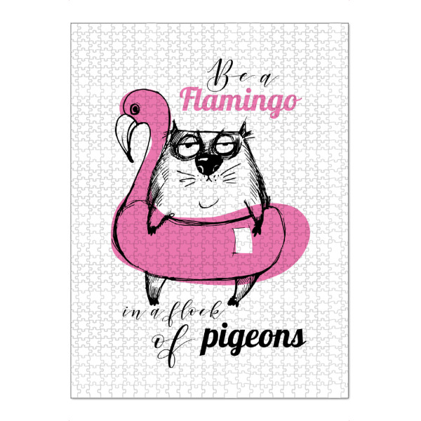 Puzzle Ravensburger "Be a flamingo 3" artboxONE - Typografie,Tiere - Funny,Cat,Illustration,Lettering - Bild funny
