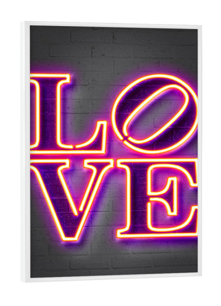 Poster mit weißem Rahmen "LOVE neon" artboxONE - Typografie,Liebe,Streetart