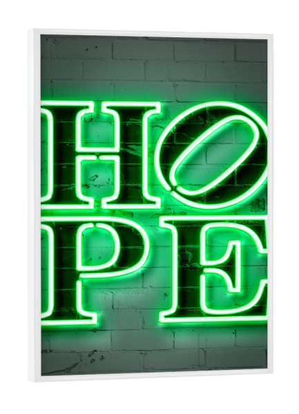 Poster mit weißem Rahmen "HOPE neon" artboxONE - Typografie,Streetart