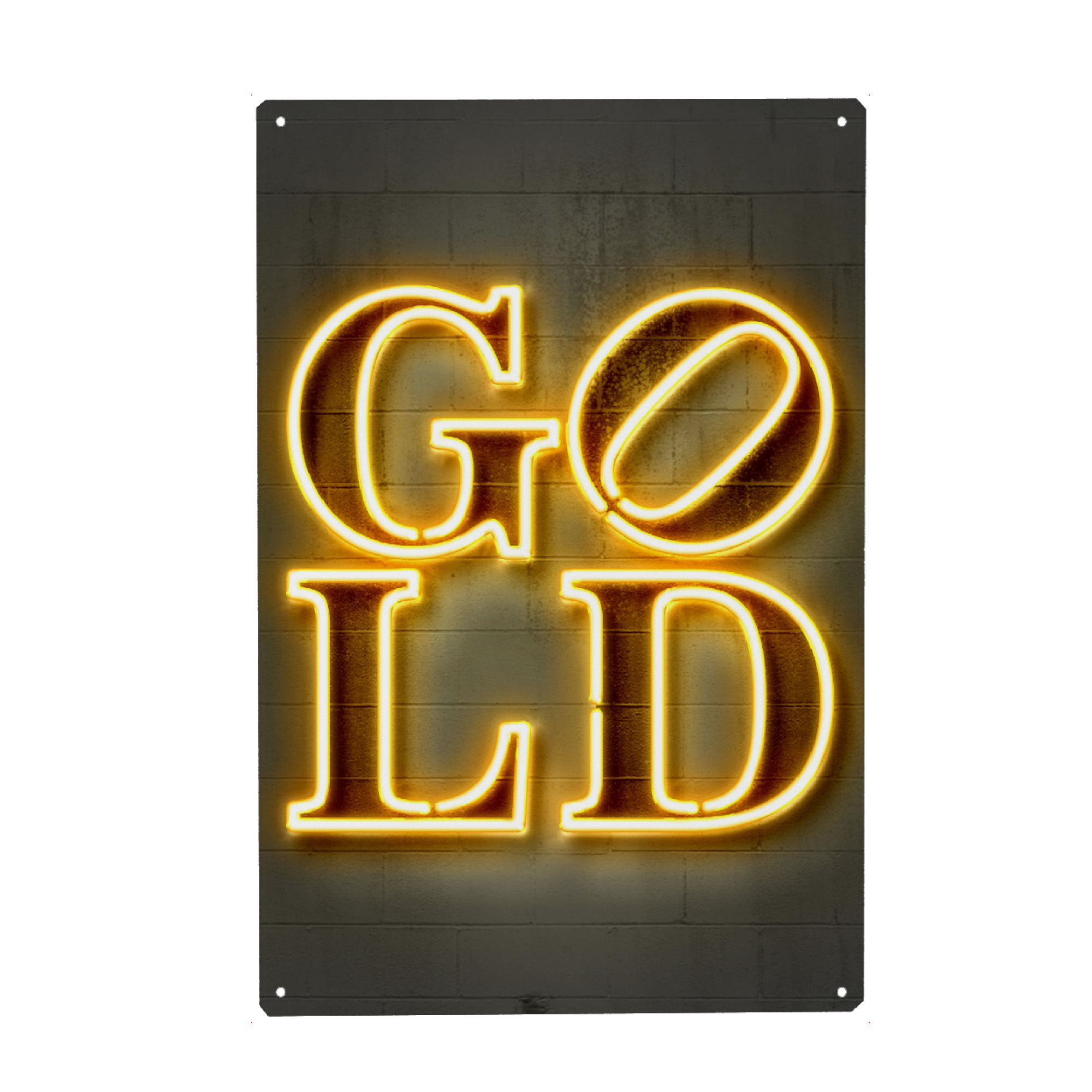 Metall Poster "GOLD neon" artboxONE - Typografie,Streetart