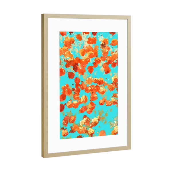 Poster mit Rahmen Gold "Teal Decor" artboxONE - Natur,Floral