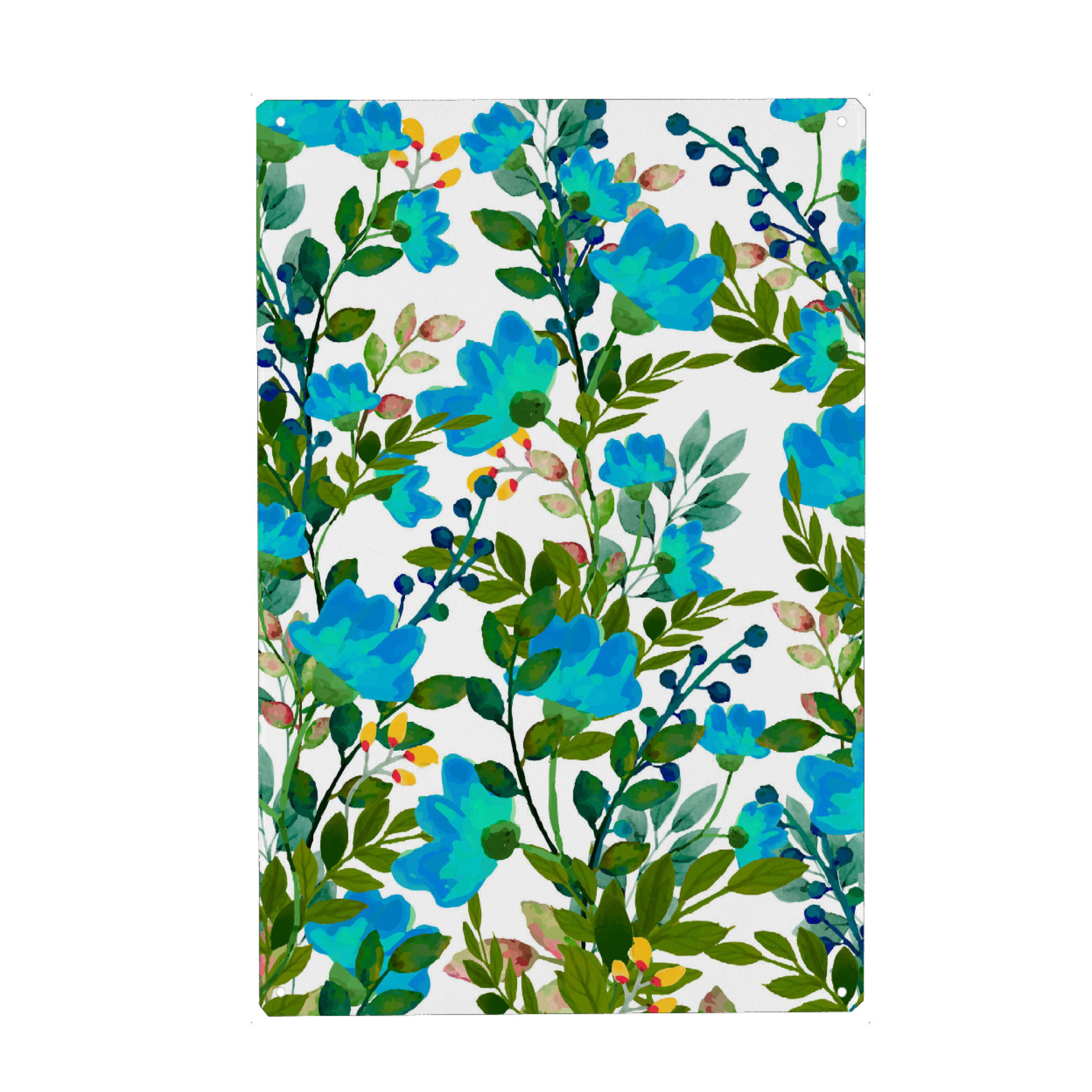 Metall Poster "Blue Floral" artboxONE - Floral - Graphic design,Pattern,Blue,Teal,Floral,Flowers,Nature,Botanical,Blossom,Bloom,Green,Exotic,Tropical