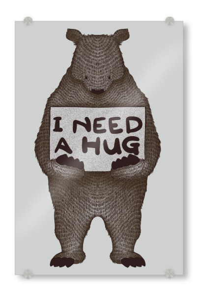 Acrylglasbild "I Need a Hug" artboxONE - Tiere - Hug,Lovely,Bears,Animals,Quotes,Cute,Tobias fonseca,Tobe fonseca
