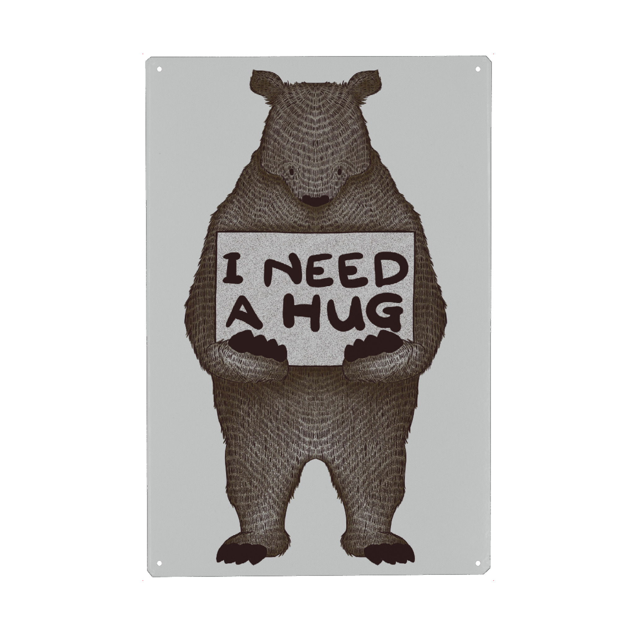 Metall Poster "I Need a Hug" artboxONE - Tiere - Hug,Lovely,Bears,Animals,Quotes,Cute,Tobias fonseca,Tobe fonseca - Blechschild