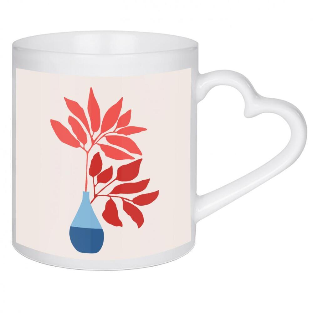 Herztasse "Scharlachroter Ficus" artboxONE - Natur,Floral - Ficus,Baum,Pflanze,Silhouette,Form,Einfach,Blumenstrauß,Rot