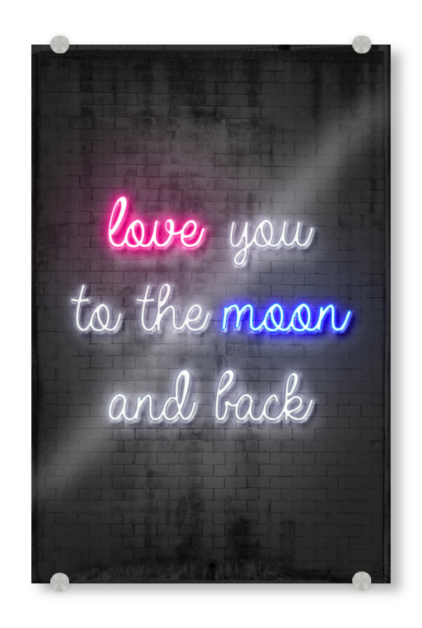 Acrylglasbild "Love you to the moon and back" artboxONE - Typografie,Liebe,Streetart