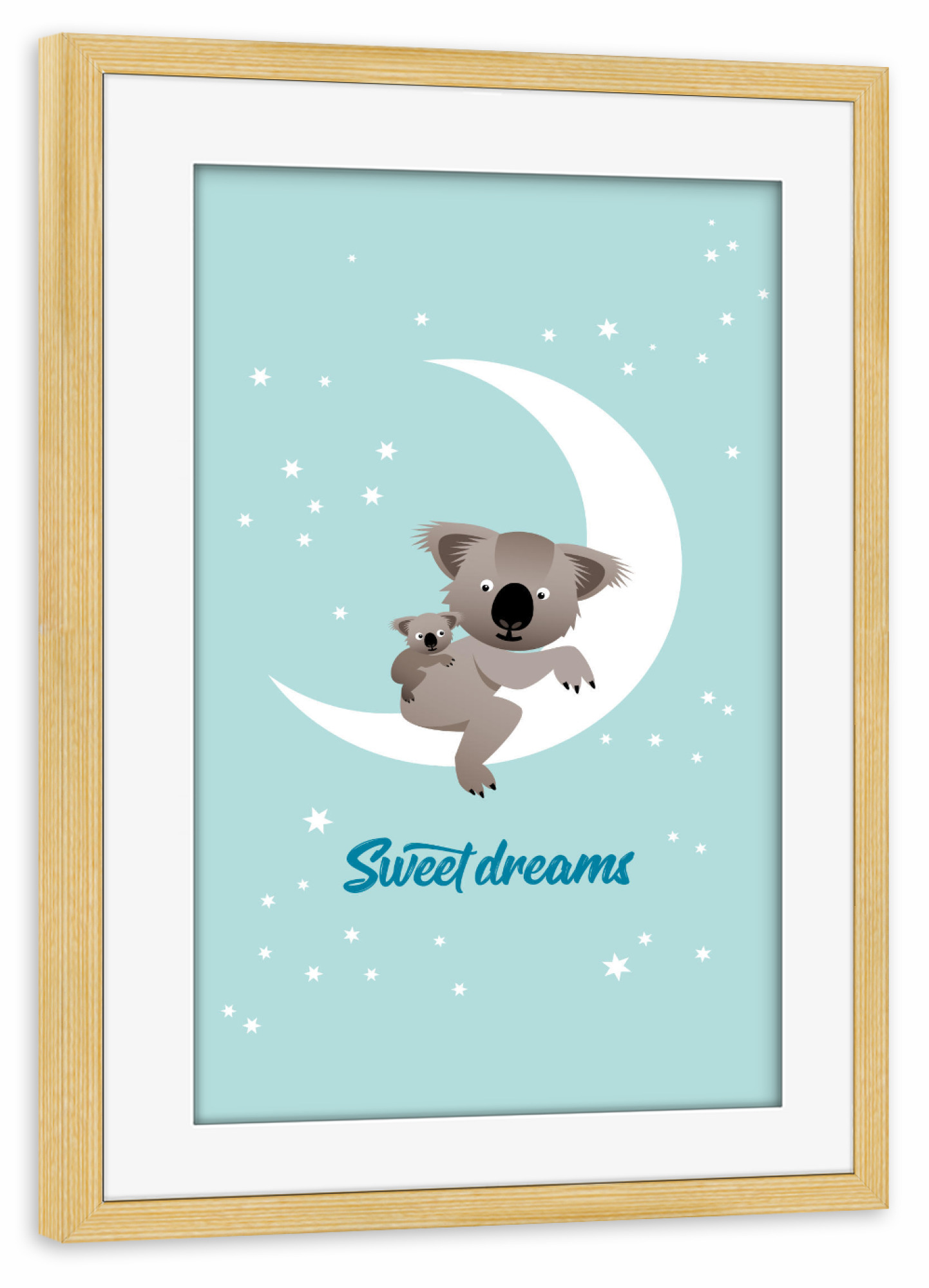 Poster mit Rahmen kiefer "Sweet dreams – Koalas" artboxONE - Typografie,Für Kinder,Tiere