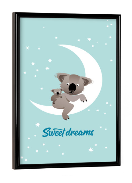 Poster mit schwarzem Rahmen "Sweet dreams – Koalas" artboxONE - Typografie,Für Kinder,Tiere