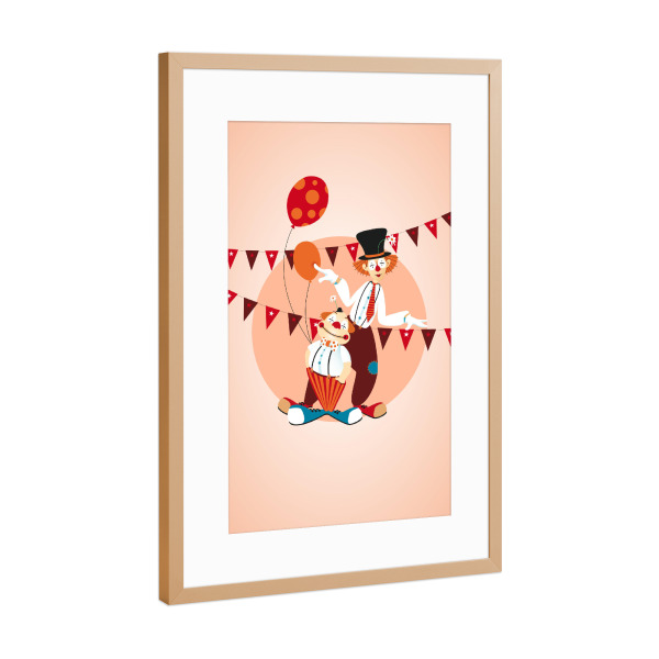 Poster mit Rahmen Kupfer "Zirkusclowns" artboxONE - Typografie,Für Kinder,Lustig