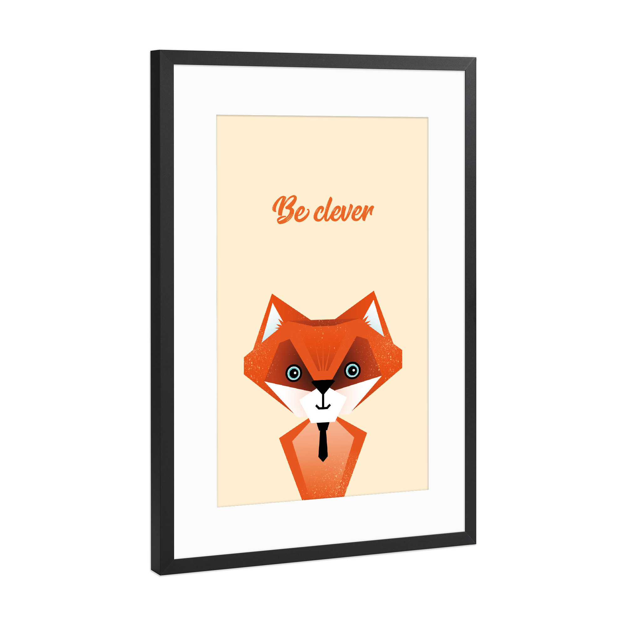 Poster mit Rahmen Schwarz (Metallic) "Be clever" artboxONE - Typografie,Für Kinder,Tiere
