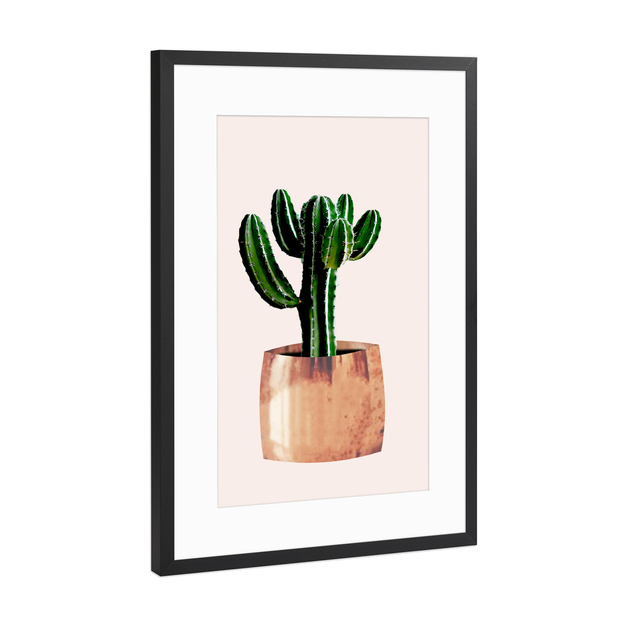 Poster mit Rahmen Schwarz (Metallic) "Kaktus im Topf" artboxONE - Floral - Kaktus,Pflanze,Kakteen,Kübel,Stachel,Pflanzen,Blume