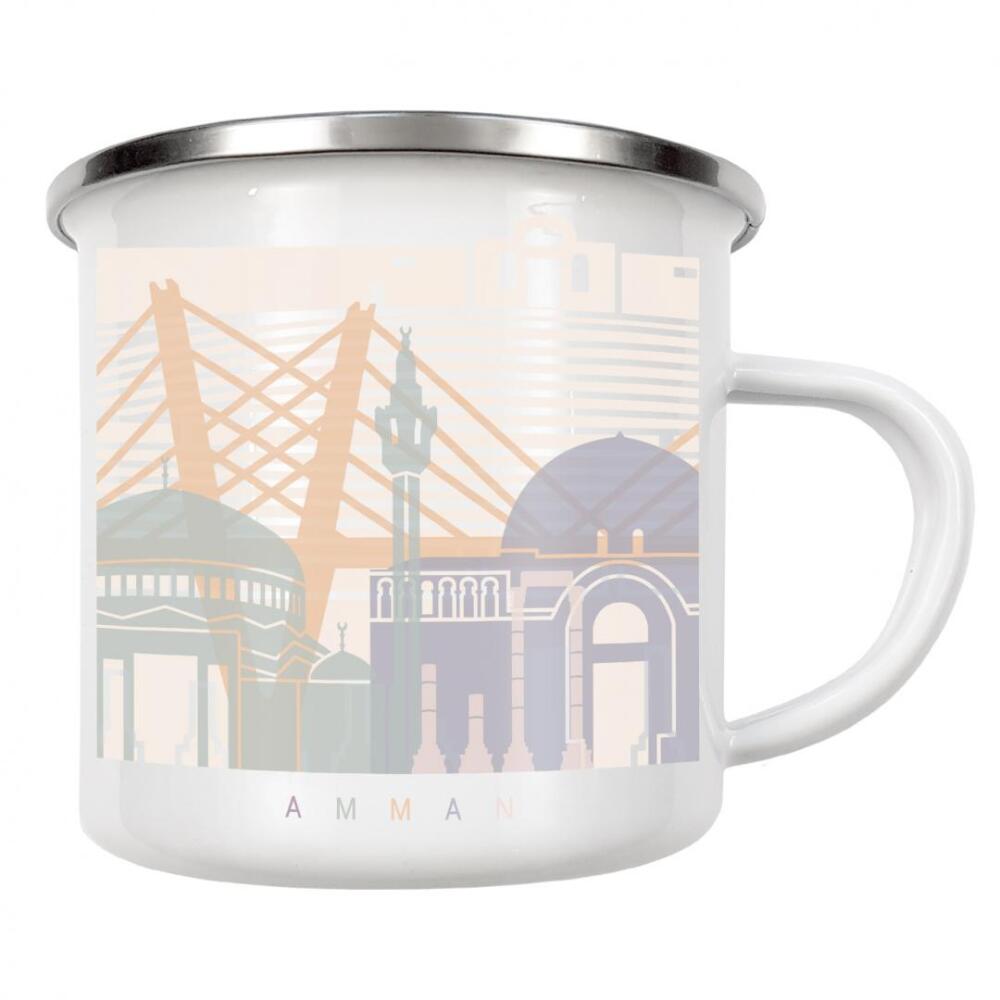 Emaille Tasse "AMMAN SKYLINE PASTELL" artboxONE - Städte,Reise