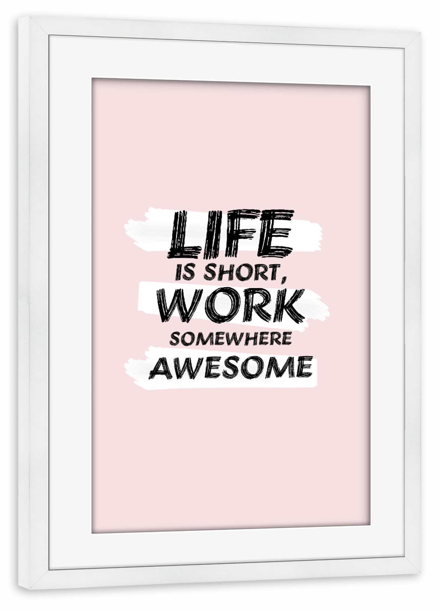 Poster mit Rahmen weiß "Life Is Short" artboxONE - Typografie,Schwarzweiß
