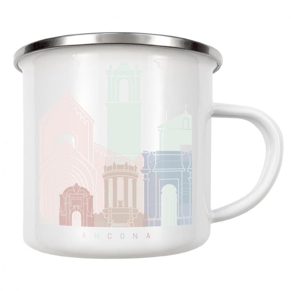 Emaille Tasse "ANCONA SKYLINE PASTELL" artboxONE - Städte,Reise