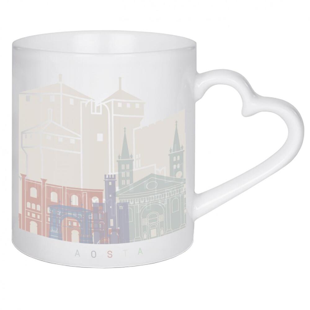 Herztasse "AOSTA SKYLINE PASTELL" artboxONE - Städte,Reise