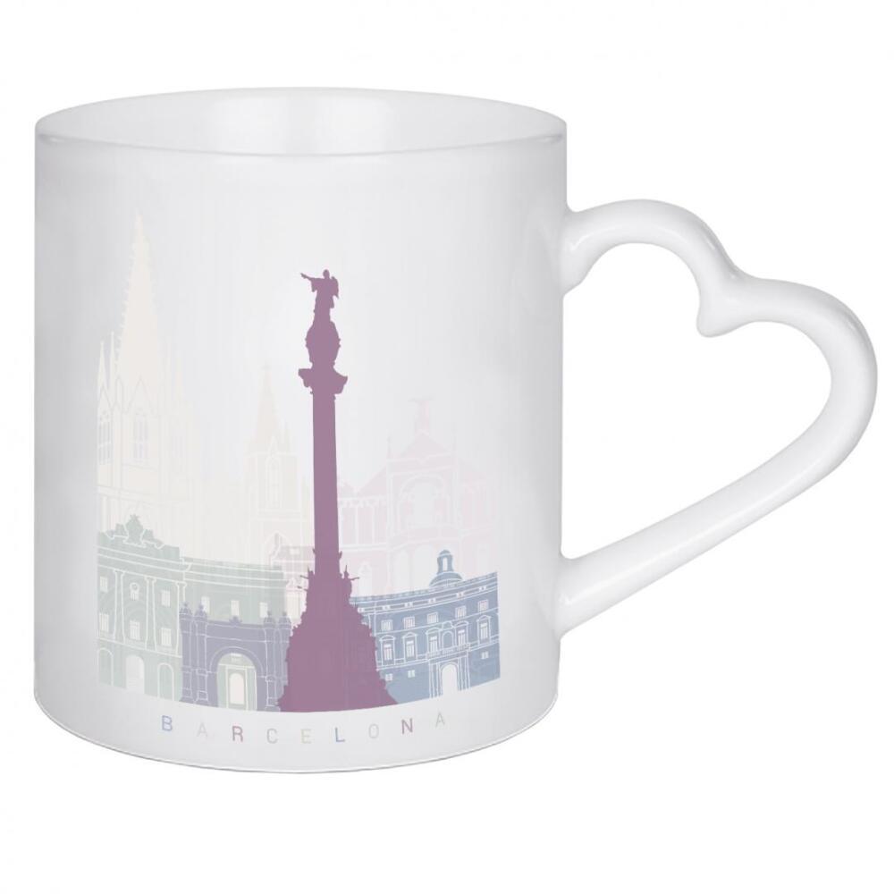 Herztasse "BARCELONA-SKYLINE-PASTELL" artboxONE - Städte