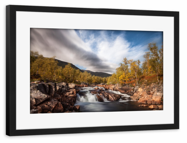 Poster mit Rahmen schwarz "Autumn River" artboxONE - Natur