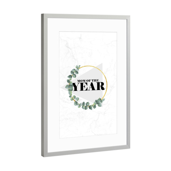 Poster mit Rahmen Silber "MOM OF THE YEAR" artboxONE - Für Mama