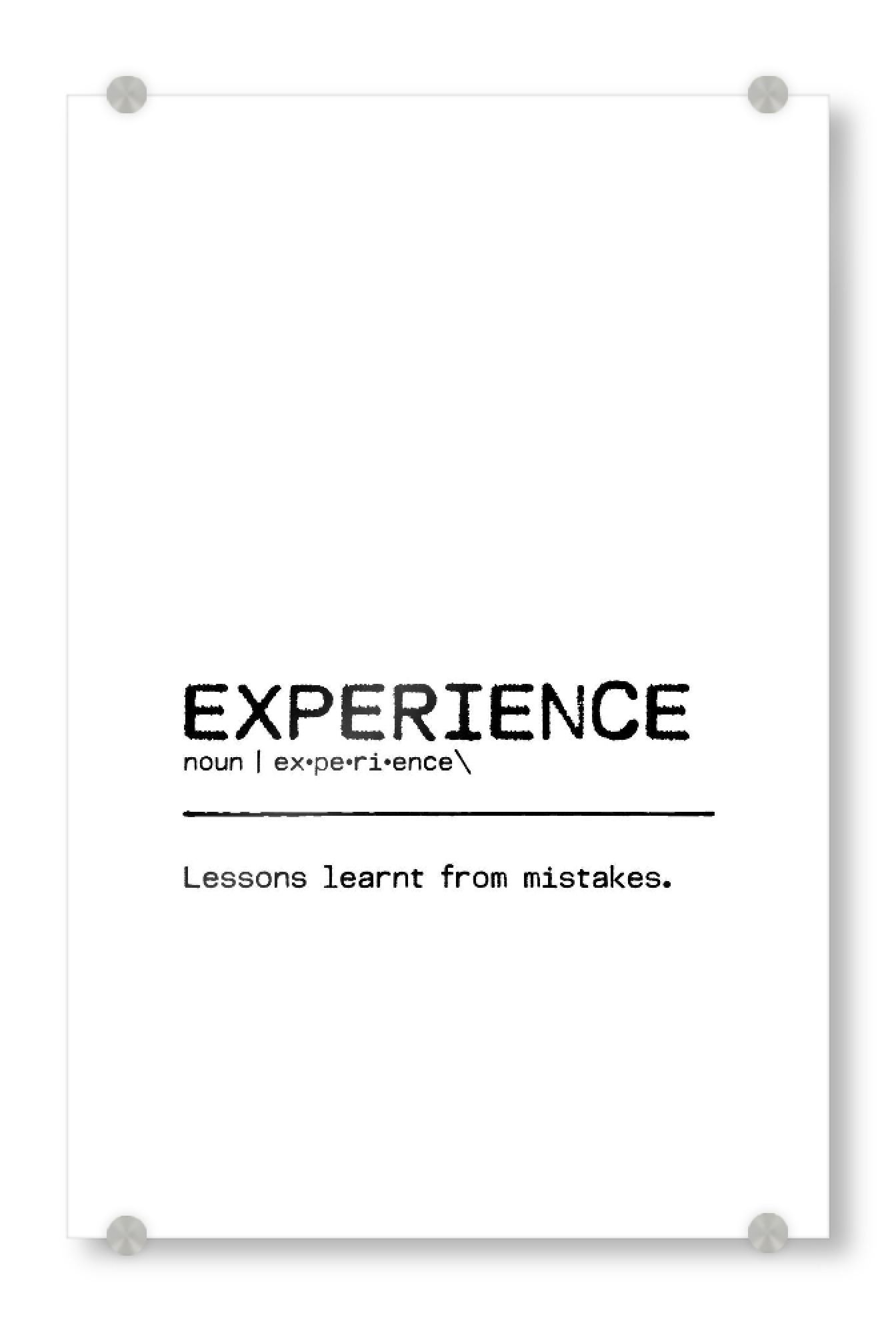 Acrylglasbild "Experience Quote" artboxONE - Typografie,Schwarzweiß,Lustig