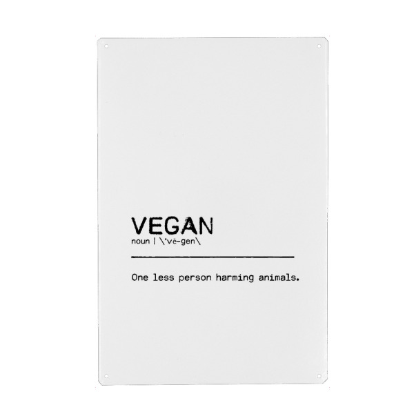 Metall Poster "Vegan Quote II" artboxONE - Typografie,Essen & Trinken,Schwarzweiß,Essen & Trinken / Obst & Gemüse