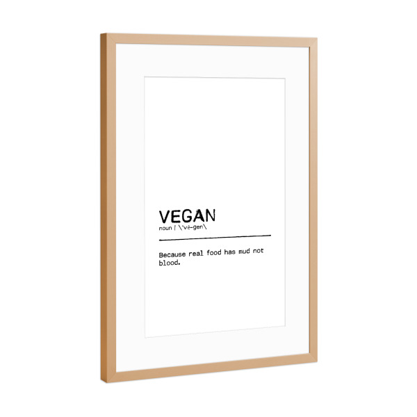 Poster mit Rahmen Kupfer "Vegan Quote I" artboxONE - Typografie,Essen & Trinken,Schwarzweiß,Essen & Trinken / Obst & Gemüse