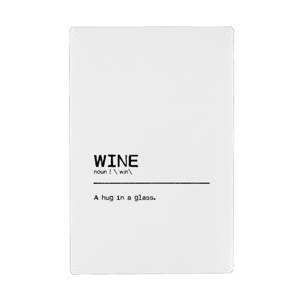 Holzbild "Wine Quote Hug" artboxONE - Typografie,Essen & Trinken,Schwarzweiß,Essen & Trinken / Alkohol,Lustig