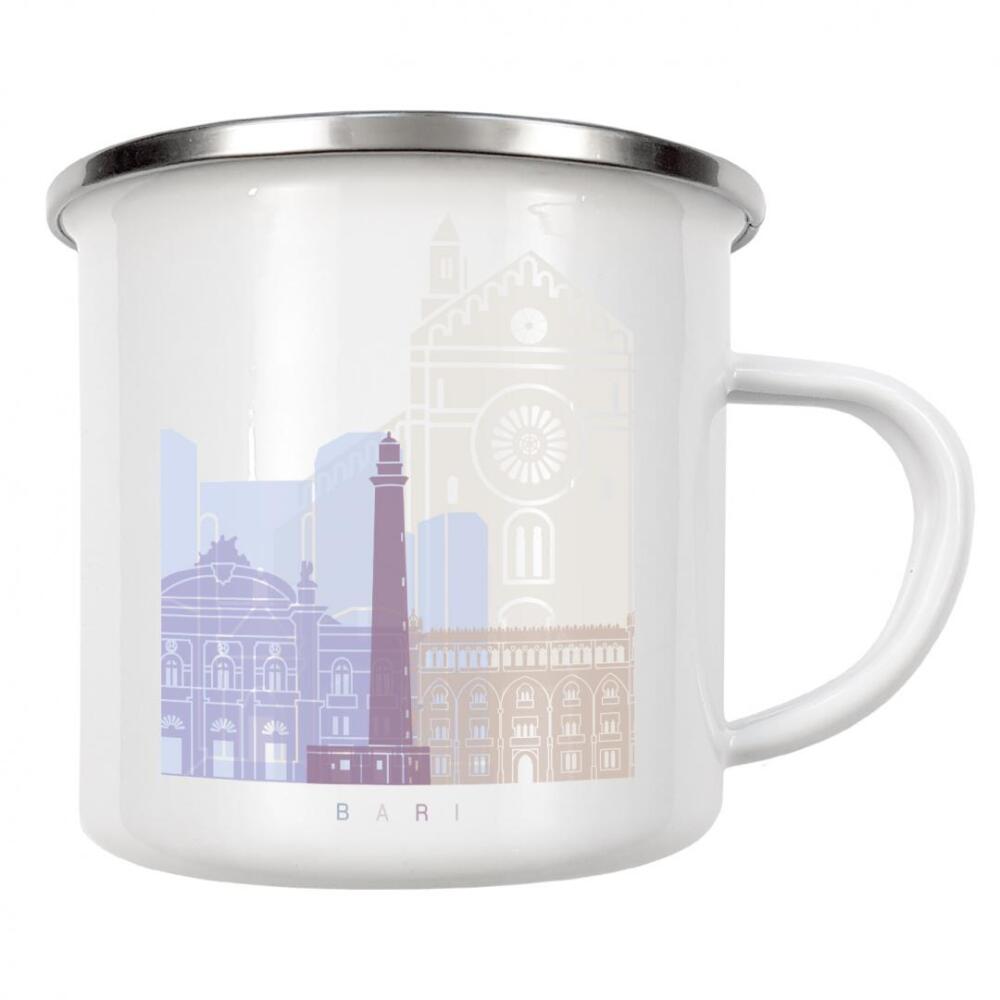 Emaille Tasse "BARI SKYLINE PASTELL" artboxONE - Städte