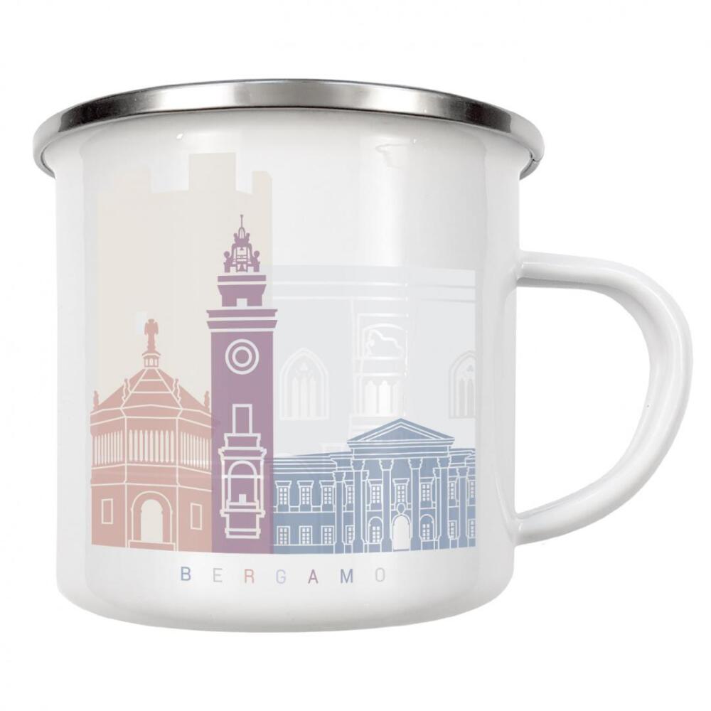 Emaille Tasse "BERGAMO SKYLINE PASTELL" artboxONE - Städte,Reise