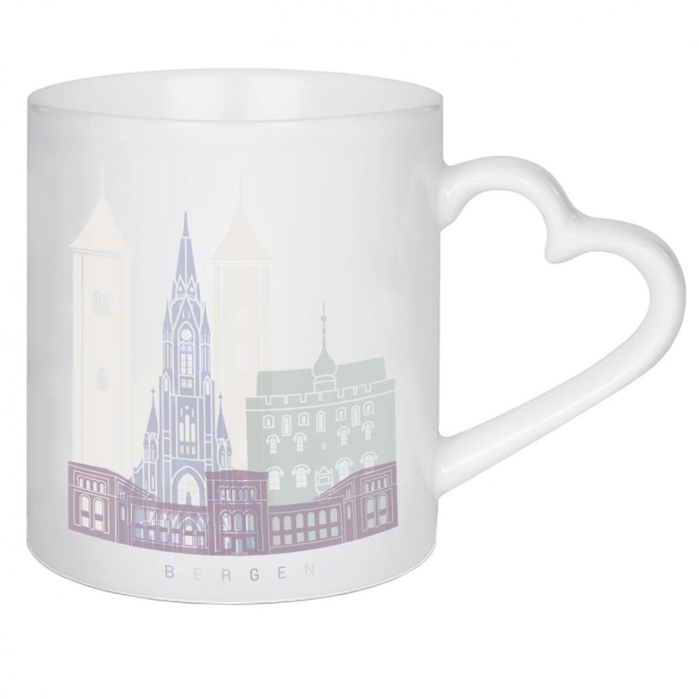 Herztasse "BERGEN SKYLINE PASTELL" artboxONE - Städte,Reise
