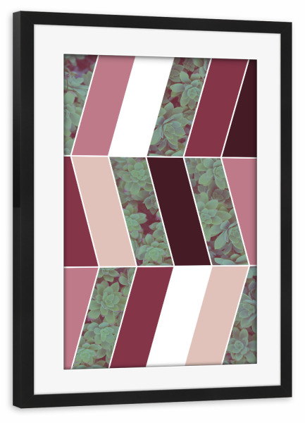Poster mit Rahmen schwarz "Plum Herringbone" artboxONE - Natur,Floral,Geometrie