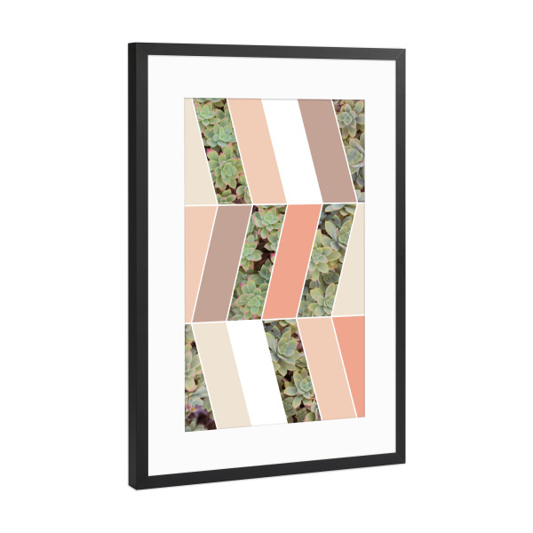 Poster mit Rahmen Schwarz (Metallic) "Pink Herringbone" artboxONE - Natur,Floral,Geometrie