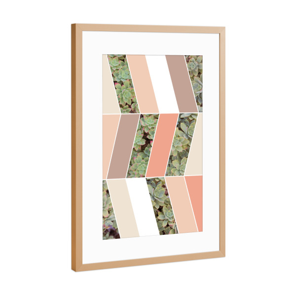Poster mit Rahmen Kupfer "Pink Herringbone" artboxONE - Natur,Floral,Geometrie