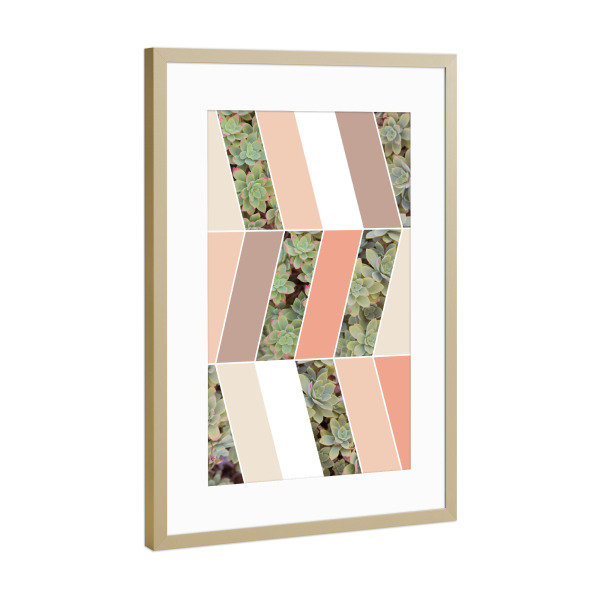 Poster mit Rahmen Gold "Pink Herringbone" artboxONE - Natur,Floral,Geometrie