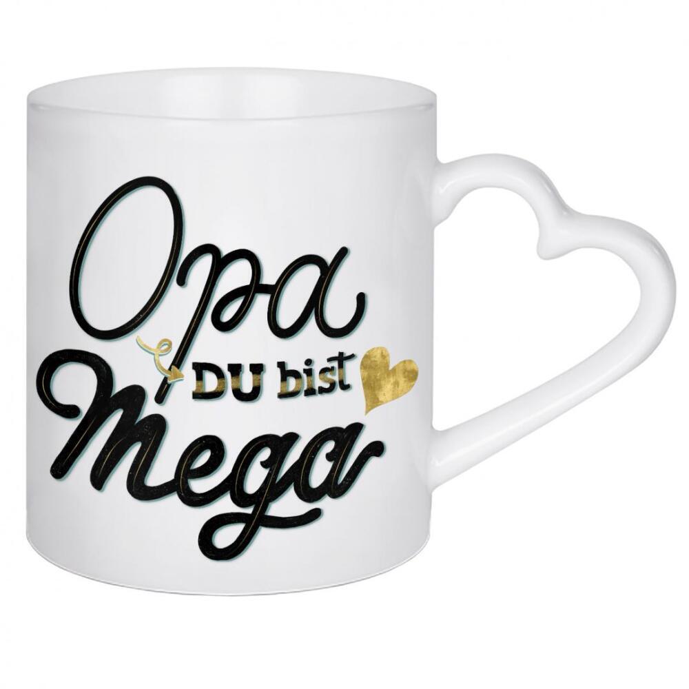 Herztasse "Opa, du bist mega" artboxONE - Typografie,Menschen,Liebe