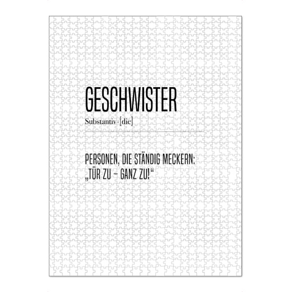 Puzzle Ravensburger "Geschwister 2" artboxONE - Typografie,Schwarzweiß,Lustig