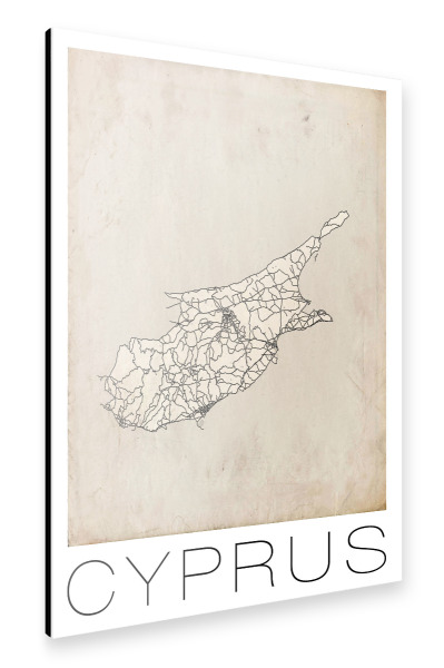 Alu-Dibond "Retro Map of Cyprus Grunge" 30x20 cm artboxONE
