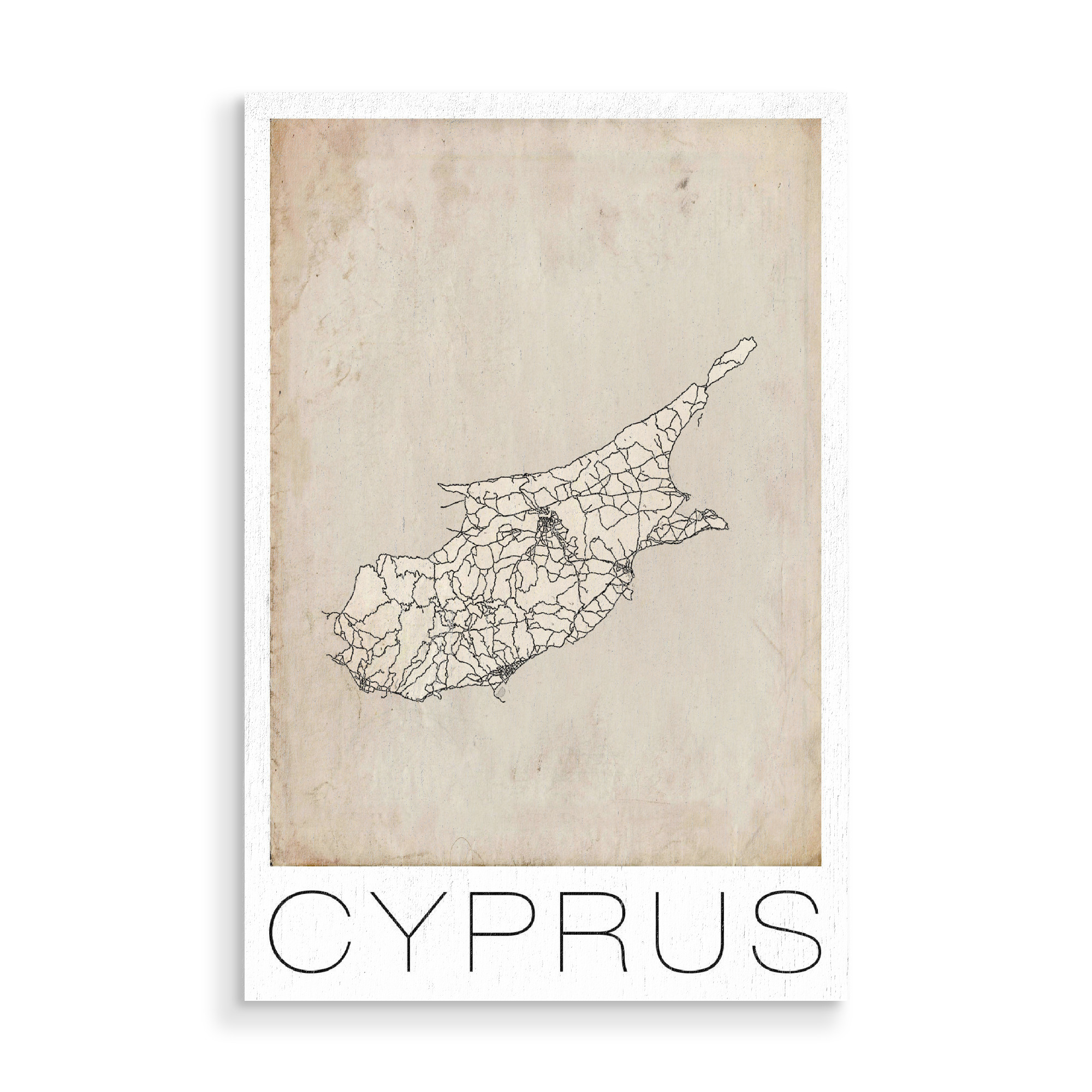 Holzbild "Retro Map of Cyprus Grunge" artboxONE - Reise,Kartografie - Retro,Map,Cyprus,Vintage,Grunge,Zypern
