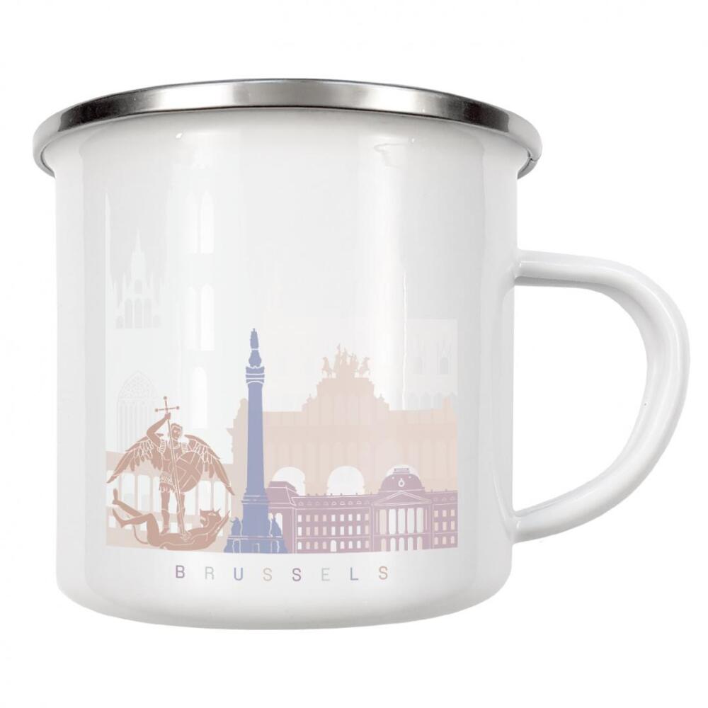 Emaille Tasse "Skyline von Brüssel Pastell" artboxONE - Städte,Architektur