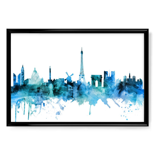 Paris France Skyline blue