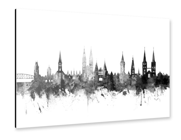 Alu-Dibond "Lübeck Germany Skyline bw" 30x20 cm artboxONE
