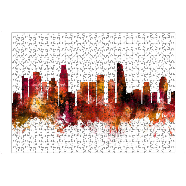 Puzzle Ravensburger "Los Angeles California Skyline red" artboxONE - Städte / Los Angeles
