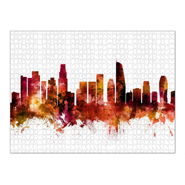 Puzzle Ravensburger "Los Angeles California Skyline red" artboxONE - Städte / Los Angeles