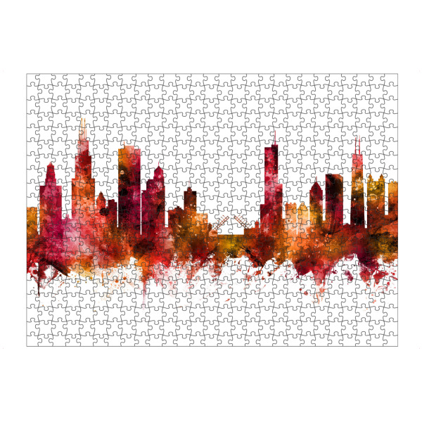 artboxONE Puzzle "Chicago Illinois Skyline red" artboxONE - Städte / Chicago