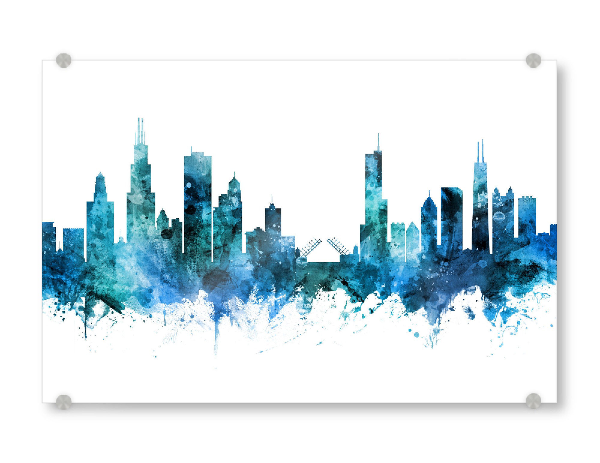 Acrylglasbild "Chicago Illinois Skyline blue" artboxONE - Reise,Städte / Chicago